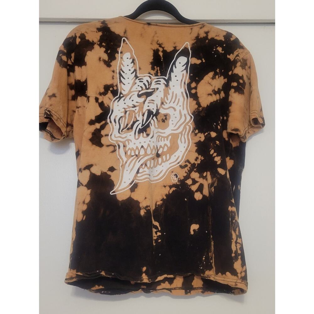 Sketchy Tank Lurking Class Bleach Dye Skull Tee Medium Seek & Destroy Graphic